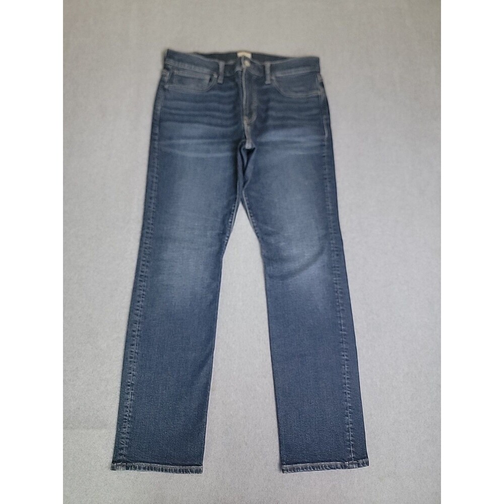 J Crew 770‎ Jeans Mens 32 34x30 Straight Taper Dark Blue Stretch Mod Rise Preppy